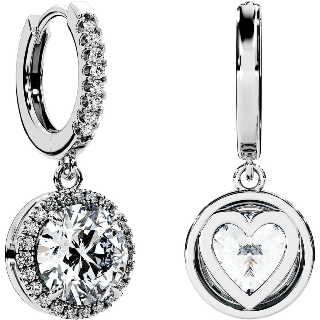 Moissanite Diamond Drop Earrings for Women Halo Solitaire S925 Rodium Vermeil Sterling Silver Dangle for Wife Girlfriend