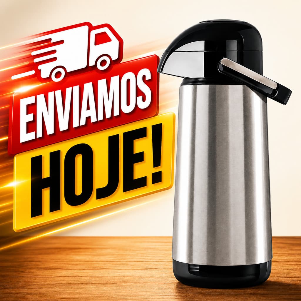 Garrafa Térmica Inox 1L Pressão Café Chá Leite Bebidas Quentes Frias Hotel Casa