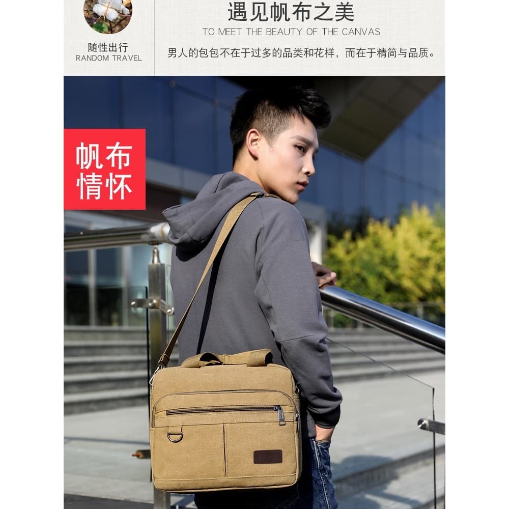 Bolsa de lona masculina bolsa mensageiro negócios Casual bolsa de ferramentas de grande capacidade Multi-camada zíper bo