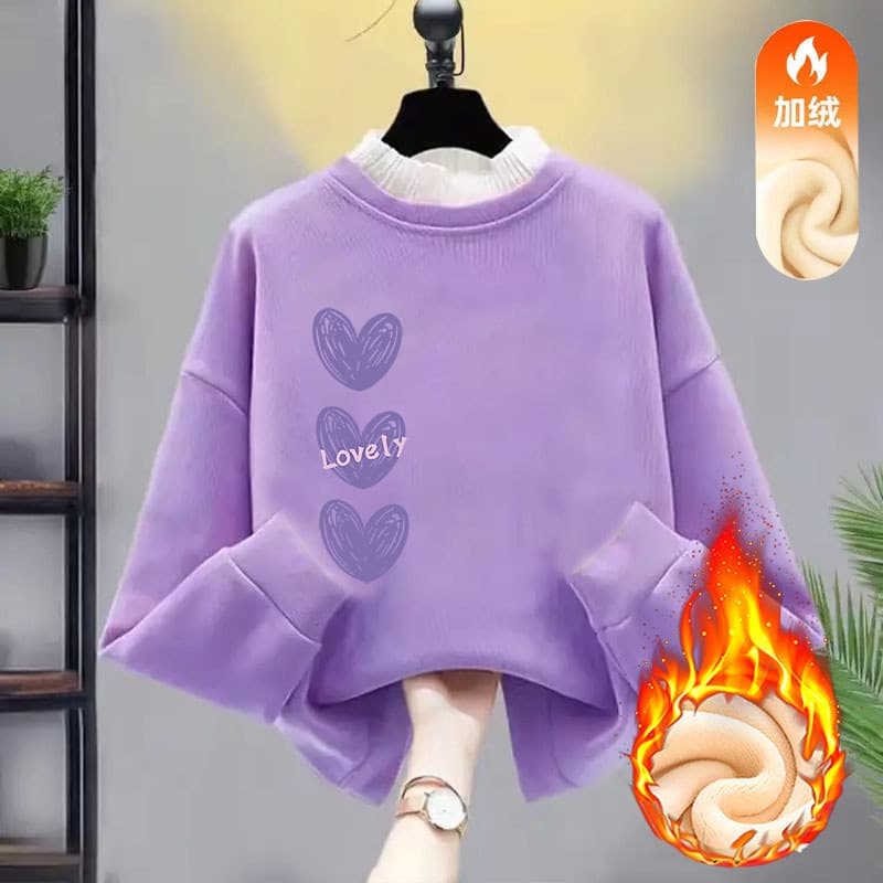 Crianças inverno forro de lã renda flor colarinho topo meninas novo estilo moda engrossado roupas meninas versão coreana