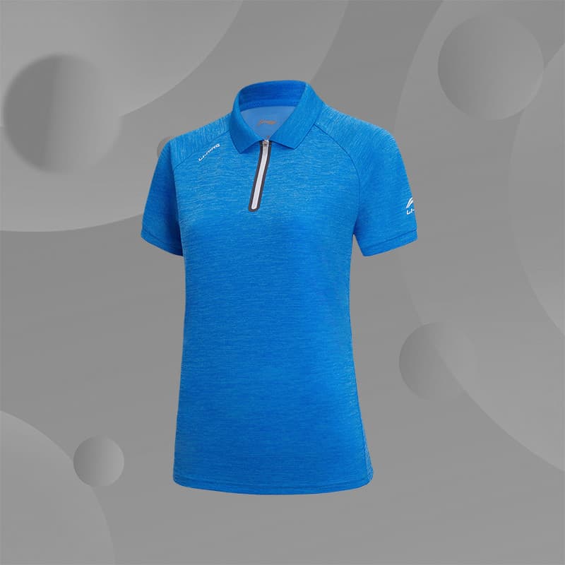 Li Ning camisa polo de manga curta senhoras camiseta lapela Casual confortável de secagem rápida respirável uniforme da