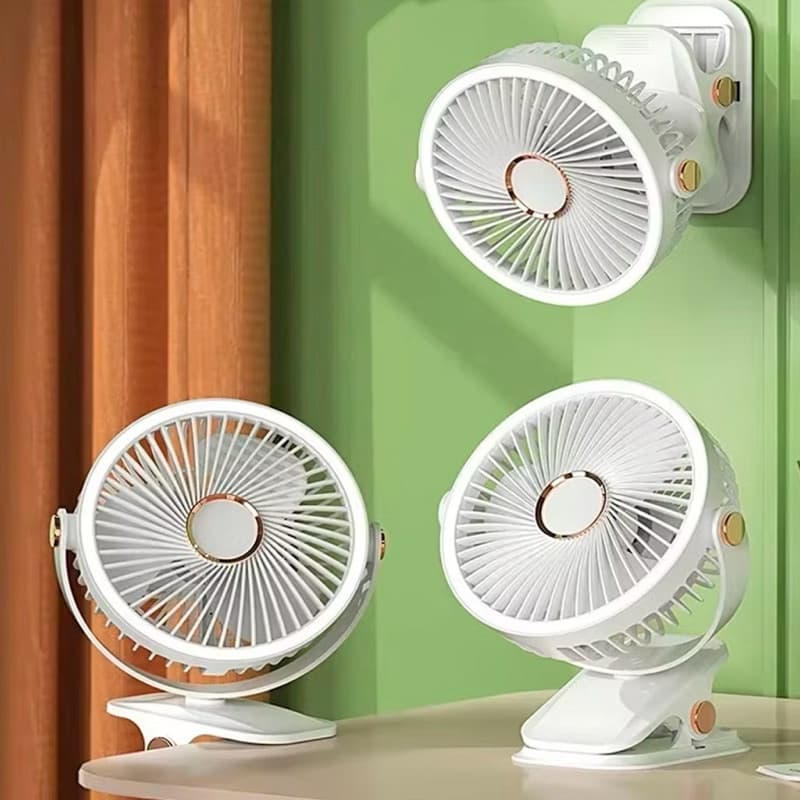 Ventilador de Mesa com Grampo 2 em 1 Portátil 720° com Clip 3 Velocidades 2000mAh Recarregável USB Oásis Market OIH-6010