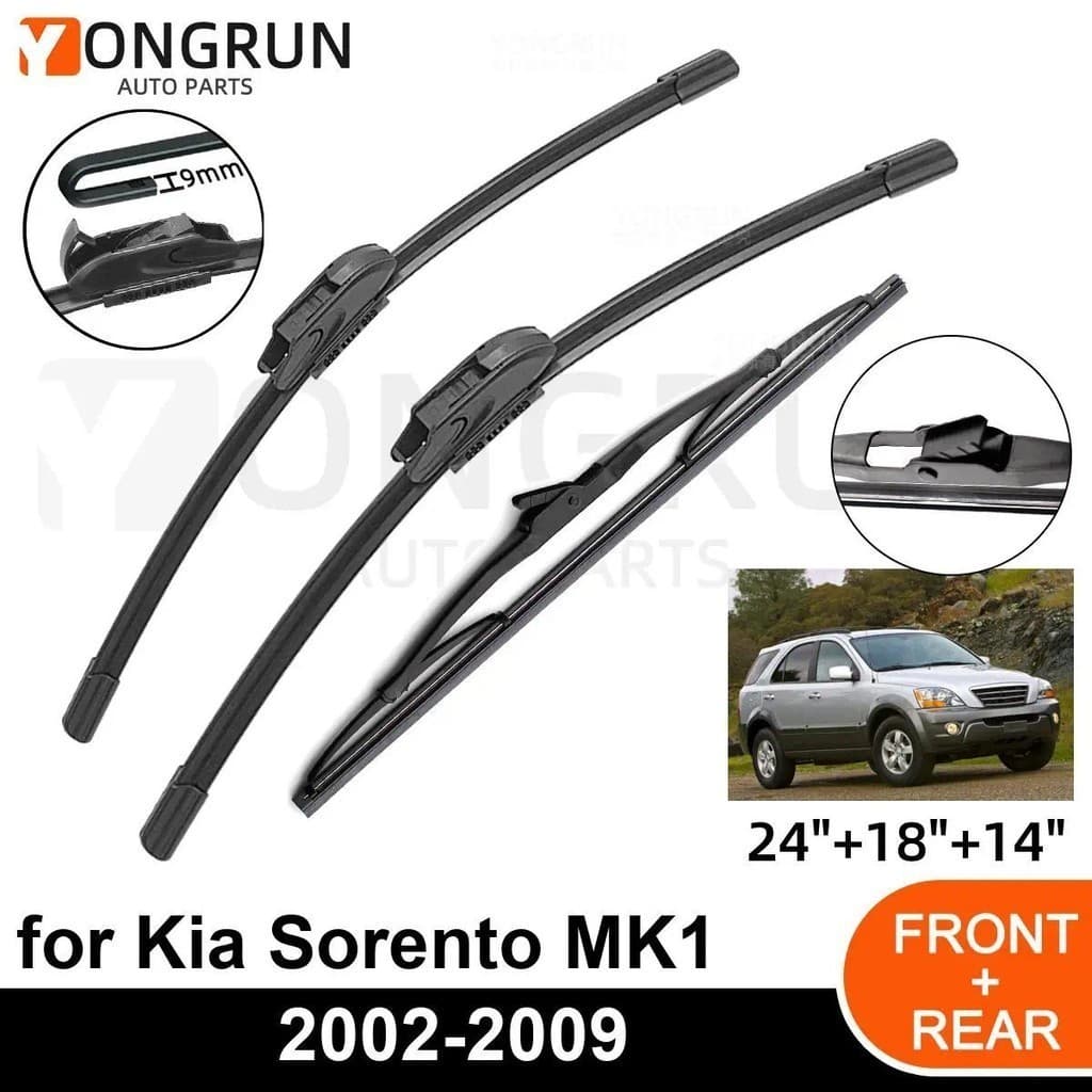 3 Pçs Limpador De Carro Para Kia Sorento MK1 2002-2009 Dianteiro Traseiro Pára-Brisas Lâmina Borracha Acessórios