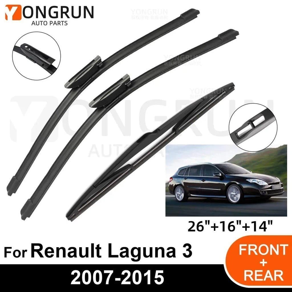 3 Pçs Limpador De Carro Para Renault Laguna 3 Grandtourer Estate 2007-2015 Dianteiro Traseiro Pára-Brisas Lâmina Borrach