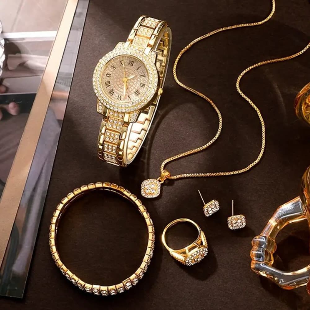 Novo relógio de pulso feminino de luxo com um toque sofisticado, totalmente cravejado de diamantes, relógio com pulseira