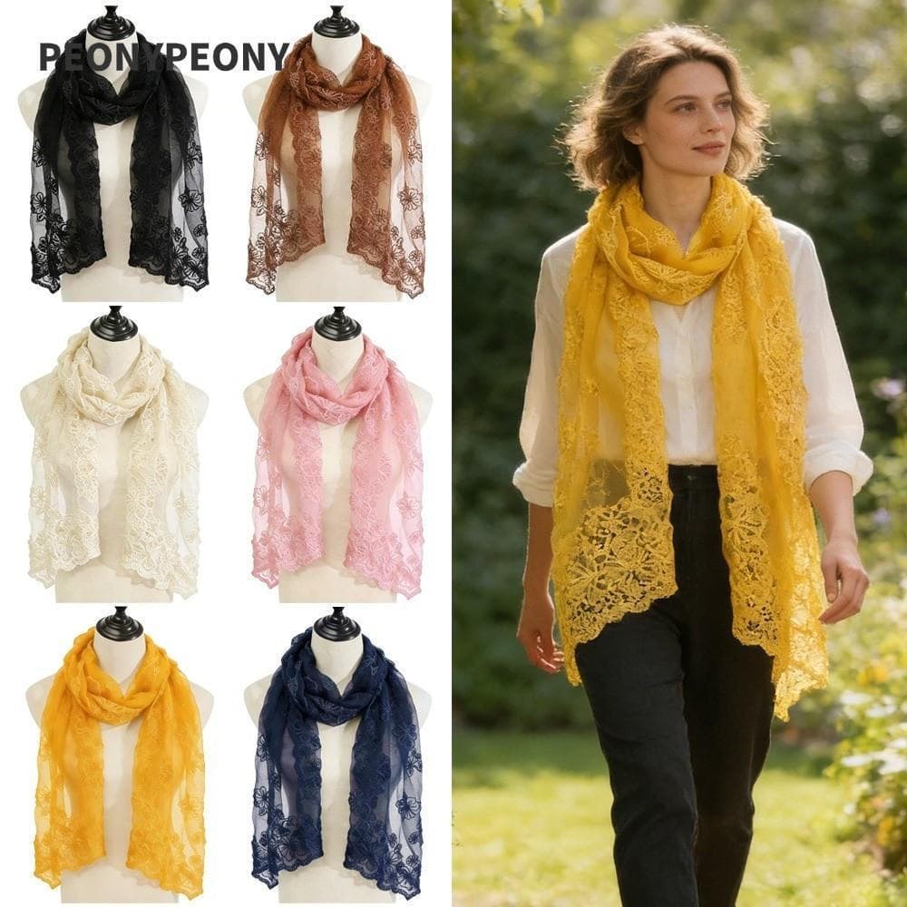 Lenço De Renda Feminino PEONY , Xale Retrô Longo Protetor Solar De Verão Versão Coreana Fina