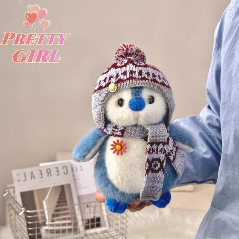[Pretty ggirl] 20/27 Cm Pinguim Fofo Usa Chapéu E Cachecol Brinquedos De Pelúcia Travesseiro De Dormir Decoração De Casa
