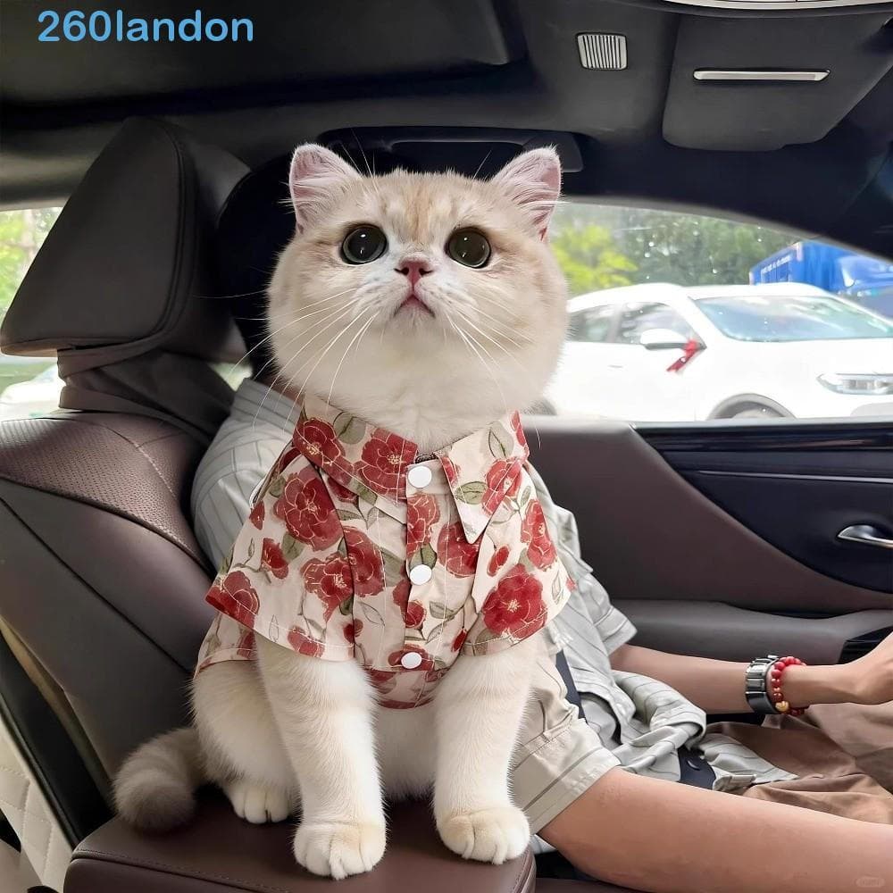 Camisa Para Cachorro LANDON , Camisetas Finas Gatos Com Padrão De Flores , Colete De Resfriamento Cães Estilo Colarinho