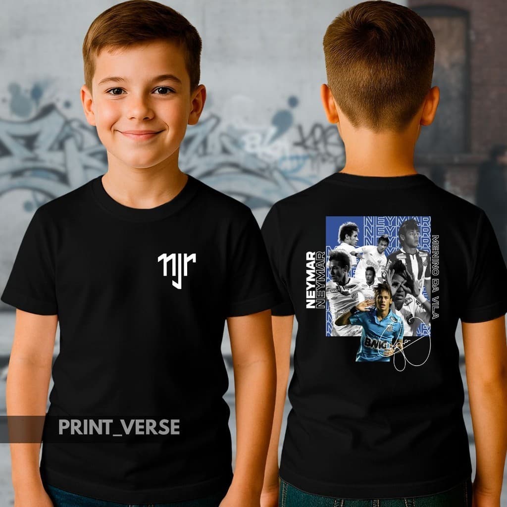 Camiseta Infantil Jogador Menino Ney Njr Menino Da Vila Neymar Jr Peixe Prime Crianças