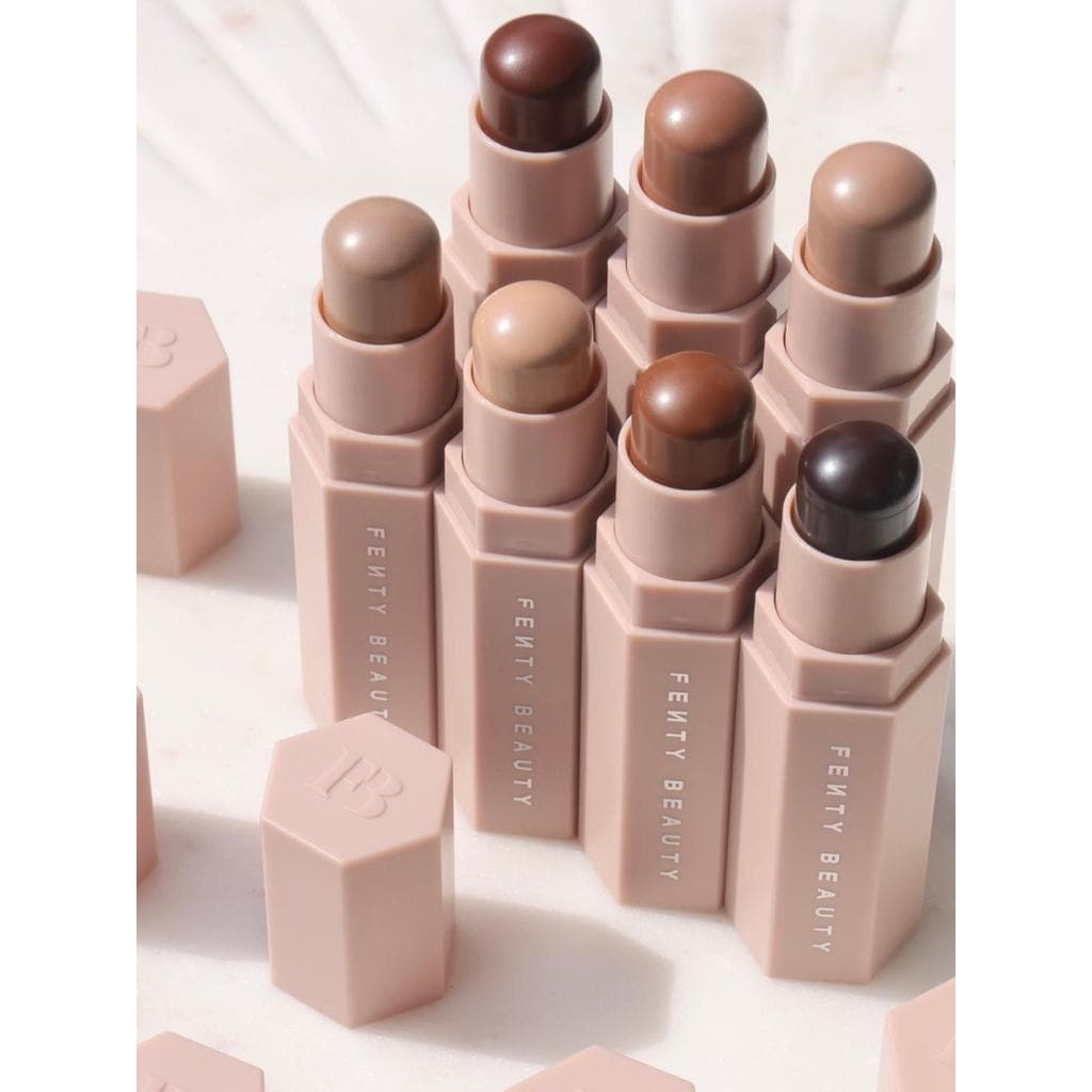 Fenty Beauty Rihanna Blush de alto brilho fosco contorno creme bastão tom cinza âmbar
