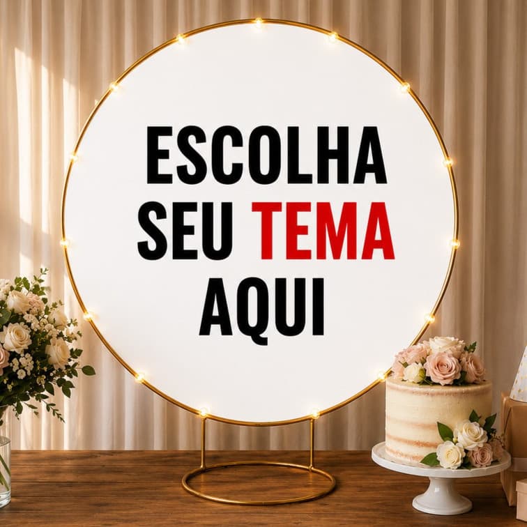 Painel redondo 50CM X 50CM de mesa  Personalize Sua Arte PRONTA PERSONALIZADO