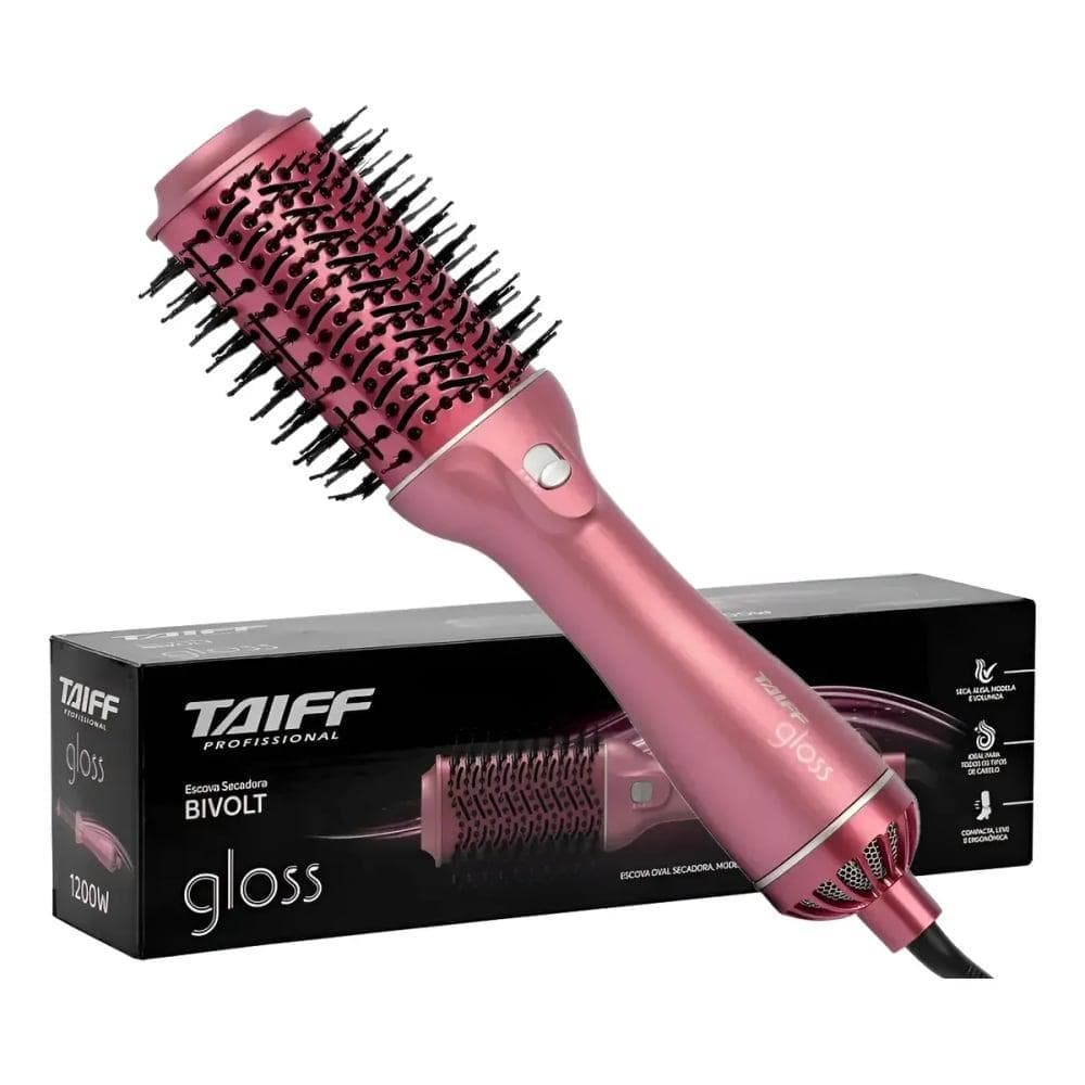 Escova Secadora Taiff Gloss Rose 180c 3 Níveis 1,2kw Bivolt