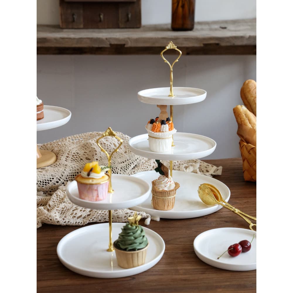 Multi-camada lanche placa bolo lanche rack de exibição de cerâmica chá da tarde mesa de sobremesa de casamento refeição