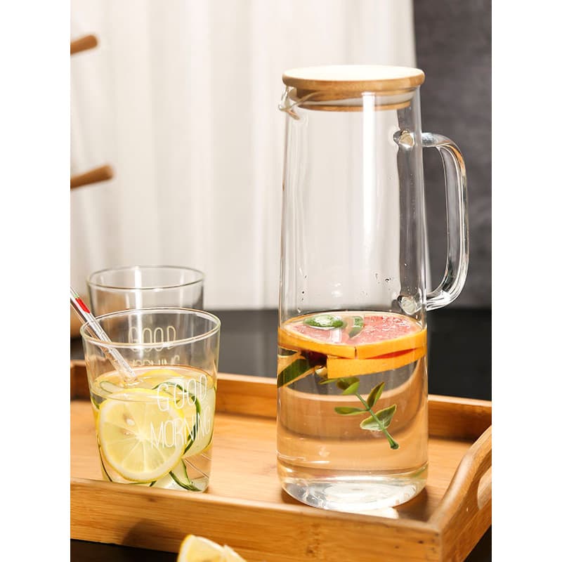 Chaleira de refrigeração doméstica de vidro de borosilicato alto chaleira fria bule de grande capacidade transparente co