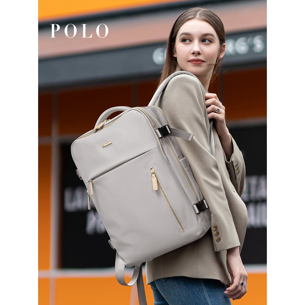 Mochila Polo feminina de grande capacidade, viagem de negócios, bolsa de viagem de curta distância, bolsa de computador,