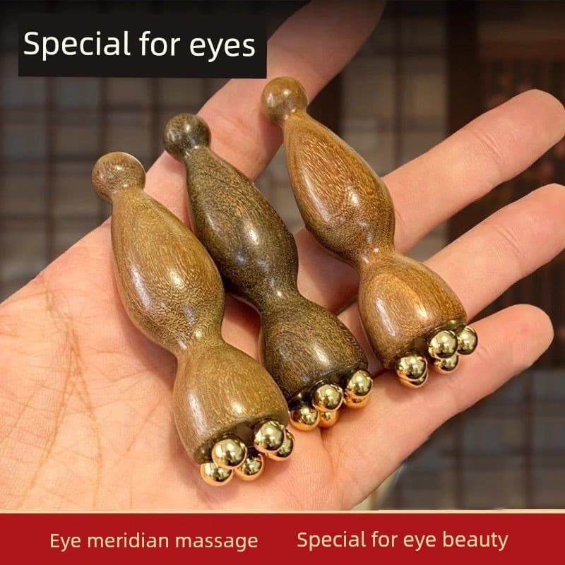 Latão pequeno lótus Pom olho tendão vara massagem facial ferramenta útil beleza facial acupuntura ferramenta de cuidados