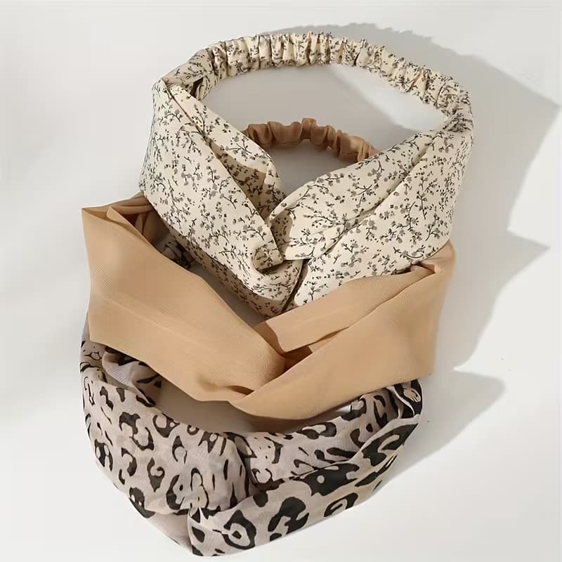 Kit 2/4Pcs Faixas de Cabelo Sortidas Floral Poá Animal Print Turbante Feminina