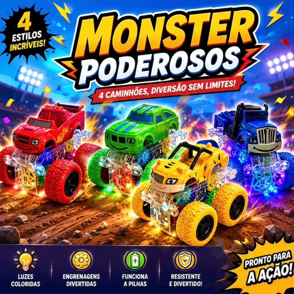 Mini Monster Truck com Luzes Coloridas – Carrinho Infantil Radical