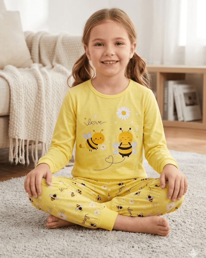 PIJAMA FEMININO INVERNO COM PUNHO ABELHA