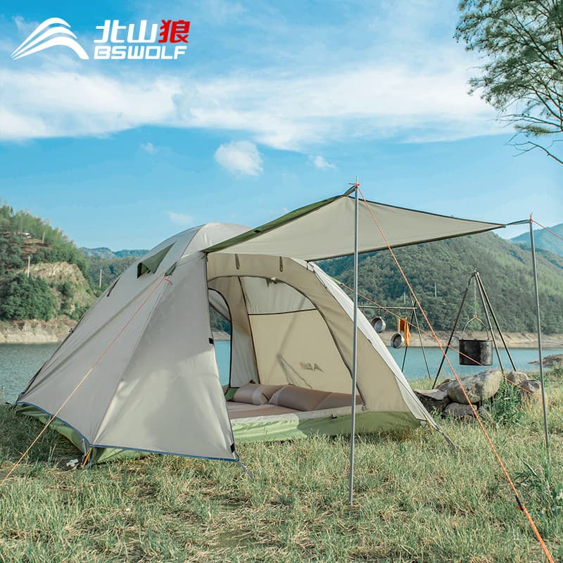 Tenda campo ao ar livre 3-4 pessoas dupla camada dupla dupla acampamento engrossado à prova de chuva à prova de chuva ca