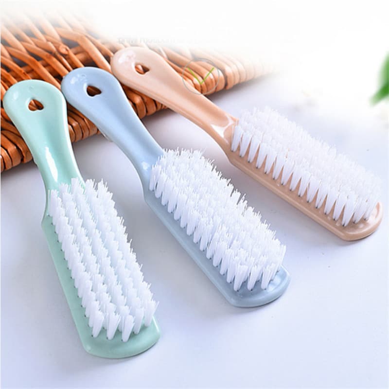 Escova pequena de plástico liso para descontaminação, escova para limpeza de sapatos, cabo longo, cerdas macias, escova