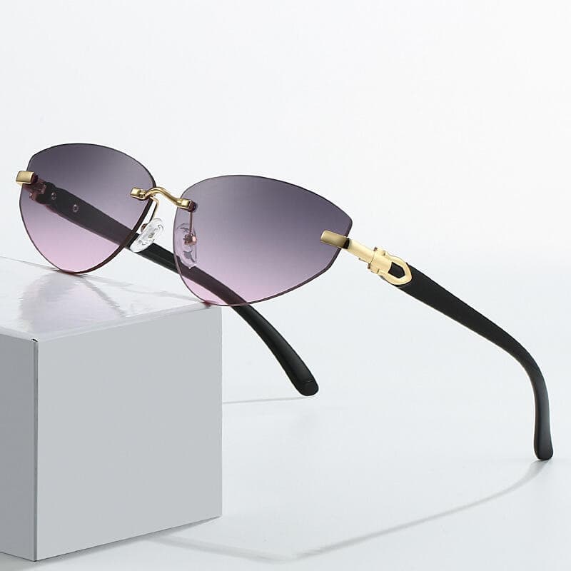 Óculos de Sol Ovais Sem Armação, Estilo Vintage Moderno, Lentes Oceânicas, Óculos Masculinos, Óculos Femininos com Gradi