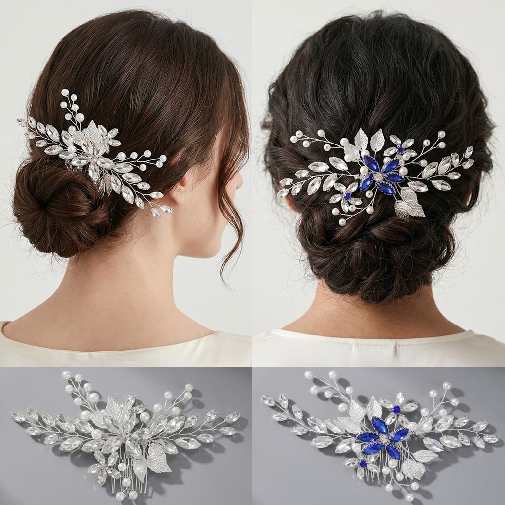Luz de luxo Premium artesanal pente de cabelo strass pérola nupcial cabelo cocar banquete jantar flor Cluster acessórios