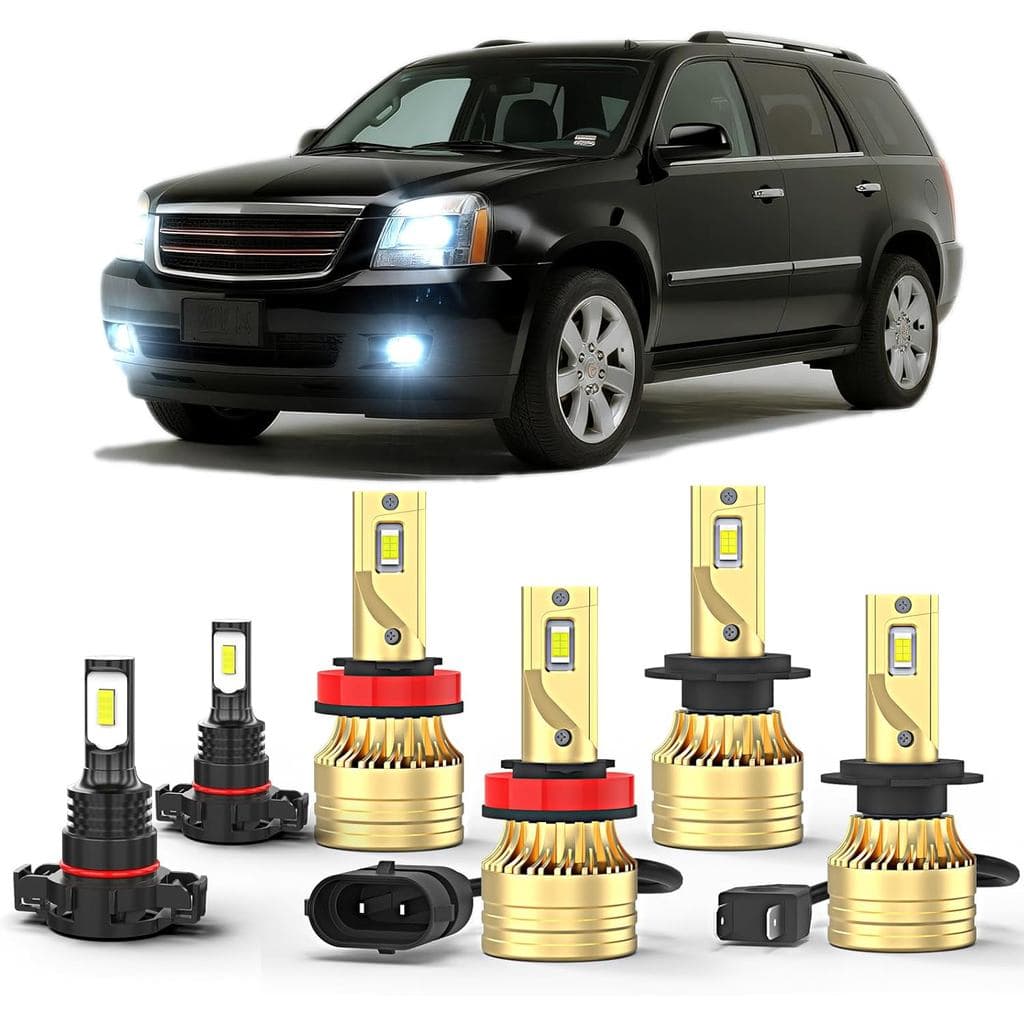 Compatível com GMC Acadia 2007 2008 2009-2011 2012, 6 lâmpadas LED, luzes H7 H11 Hi Lo Beam + lâmpadas de neblina H16, 6