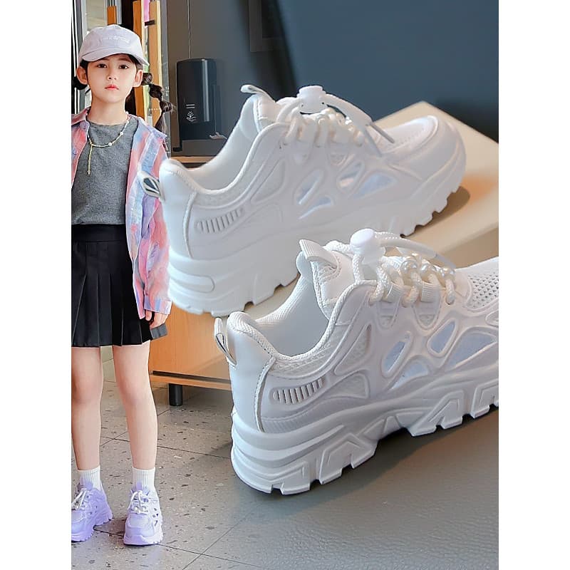 Crianças sapatos esportivos 2026 verão novo estilo antiderrapante All-match meninas sapatos respirável única malha moda