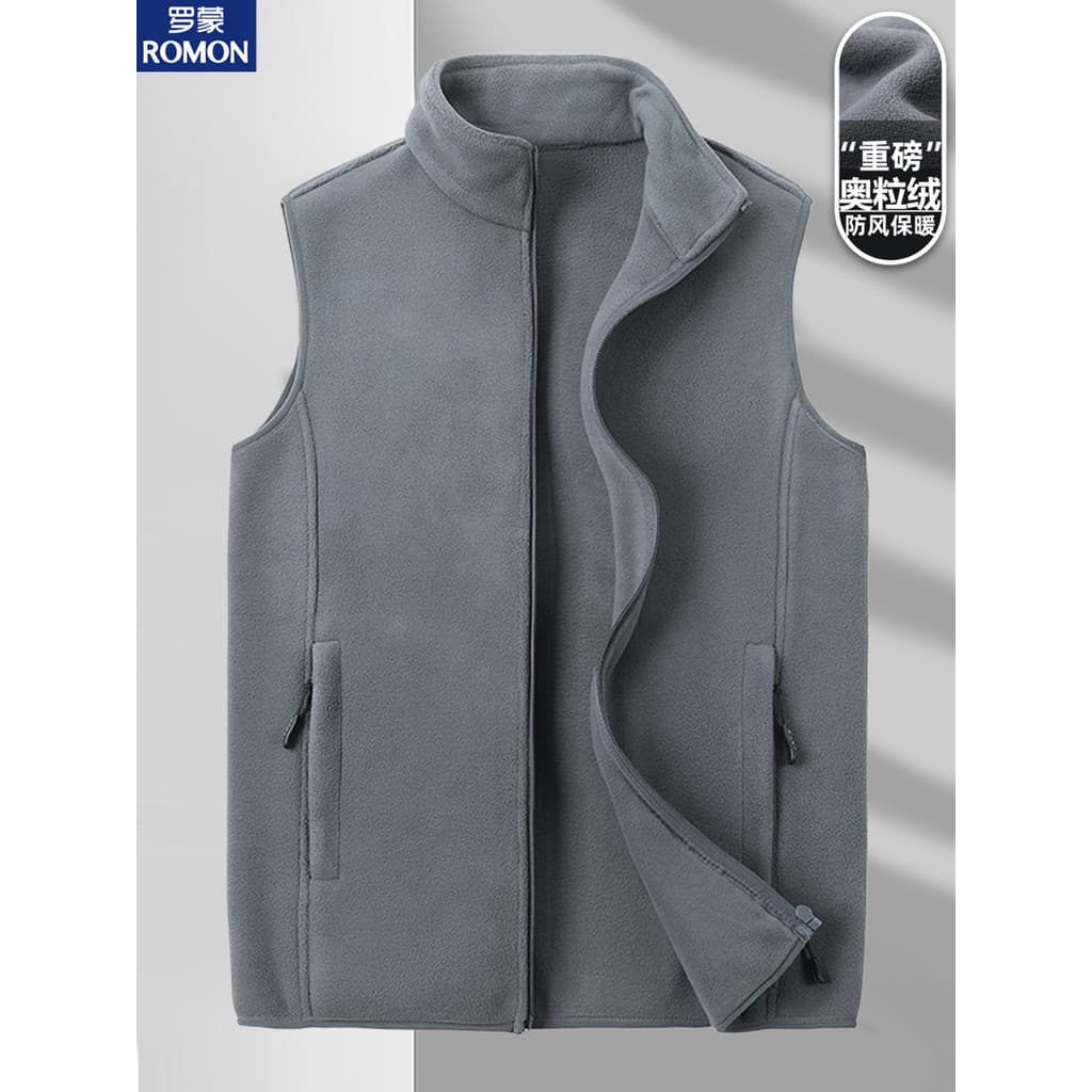 Romon outono inverno Polar velo jaqueta solta sem mangas colete de lã tamanho grande cavalo masculino gola colete térmic
