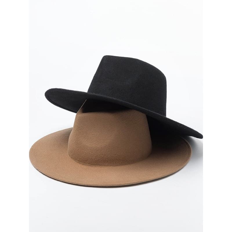 High-End panamá lã Jazz chapéu grande borda chapéu moda Casual forma côncava combinando chapéu de feltro estilo europeu