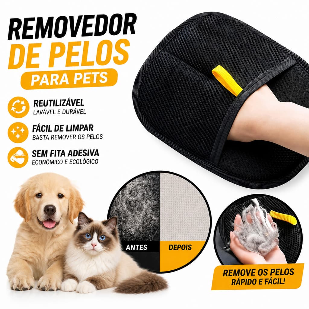 Luva Escova Tira Pelo Animal Cachorro Gato Anti Pelagem Confortável Lavável Reutilizável