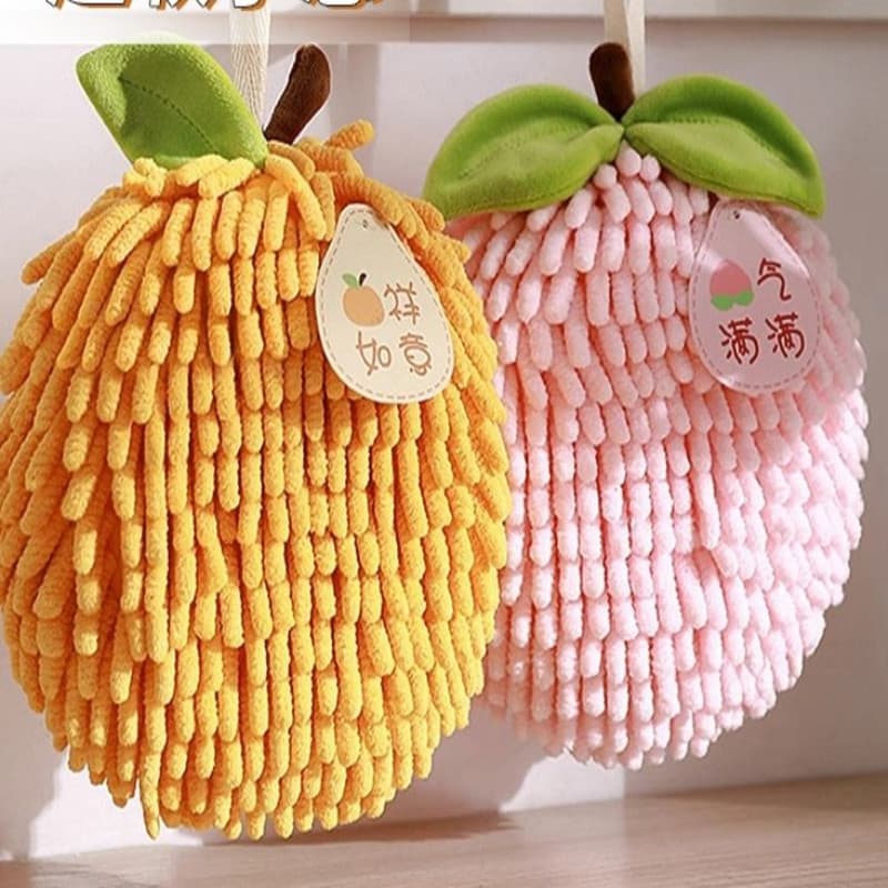 Toalha de mão pendurada bola de mão pano Super absorvente toalha de Chenille de cozinha fofa