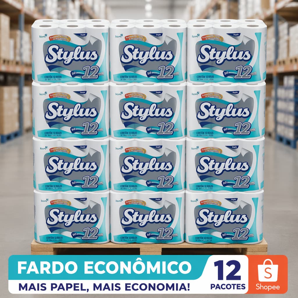 Papel Higienico Stylus Folha Dupla 20M Leve 12 Pague 11