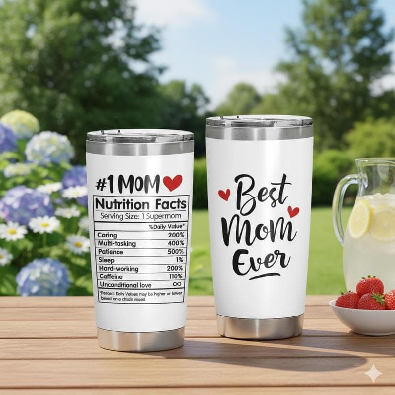 Presente de Aniversário Único para Mãe - Caneca Térmica de Vidro "Melhor Mãe de Todas" 20 oz, Caneca de Viagem de Aço In