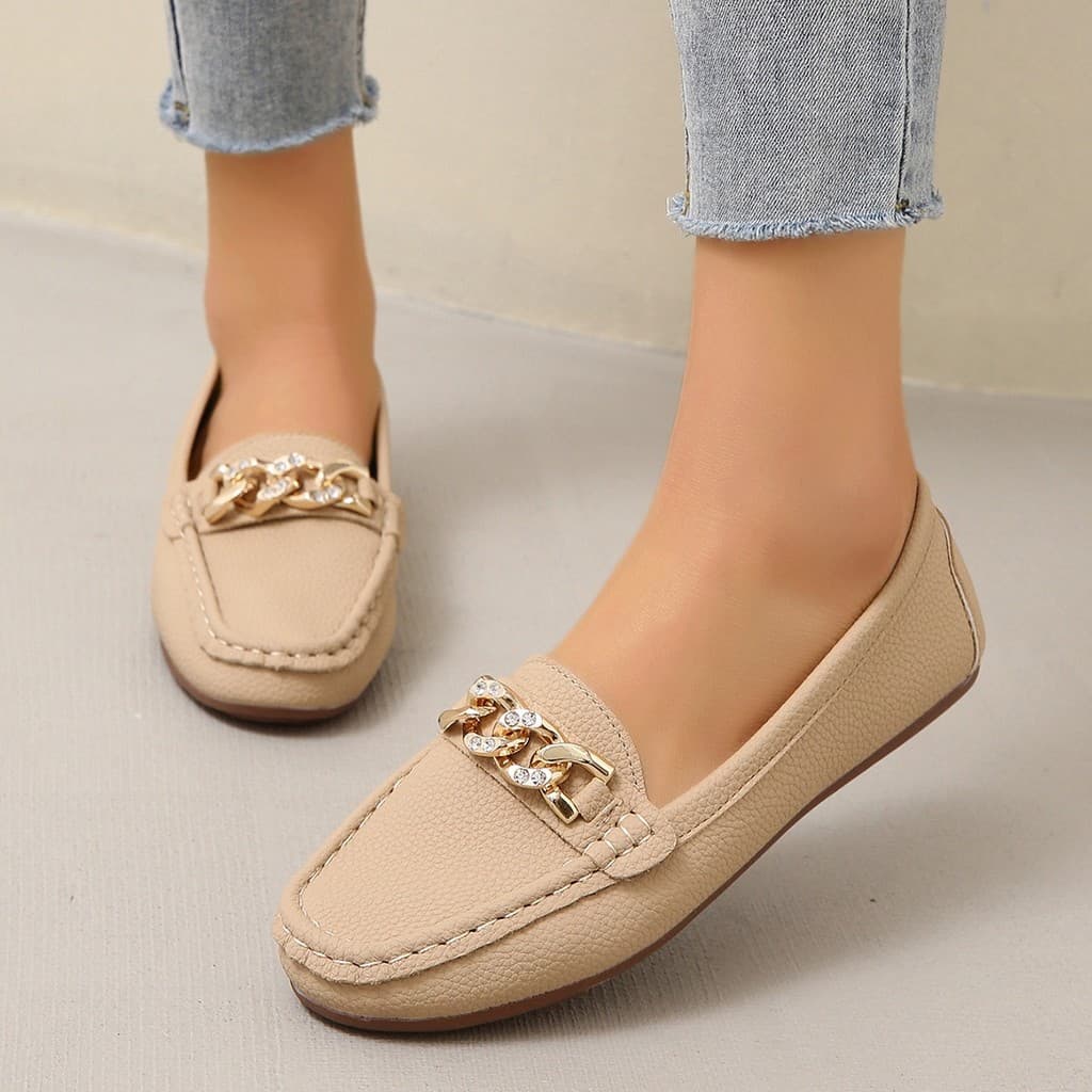 Mocassins mocassins pequeno dedo do pé quadrado boca rasa deslizamento em salto baixo confortável Casual tamanho grande