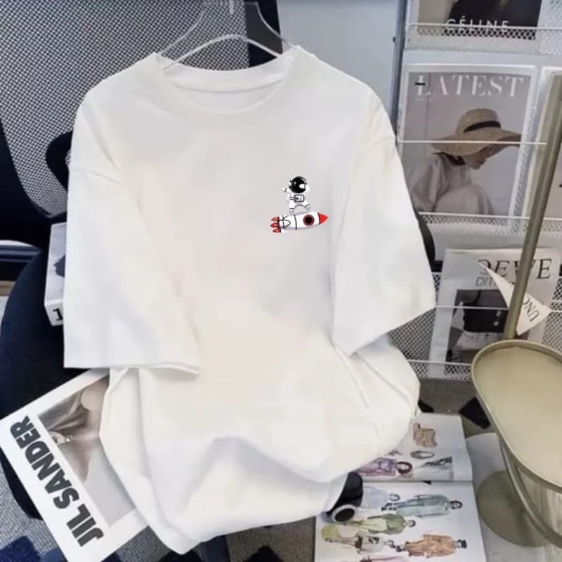 Camiseta Masculina Foguete Minimalista 100% Algodão