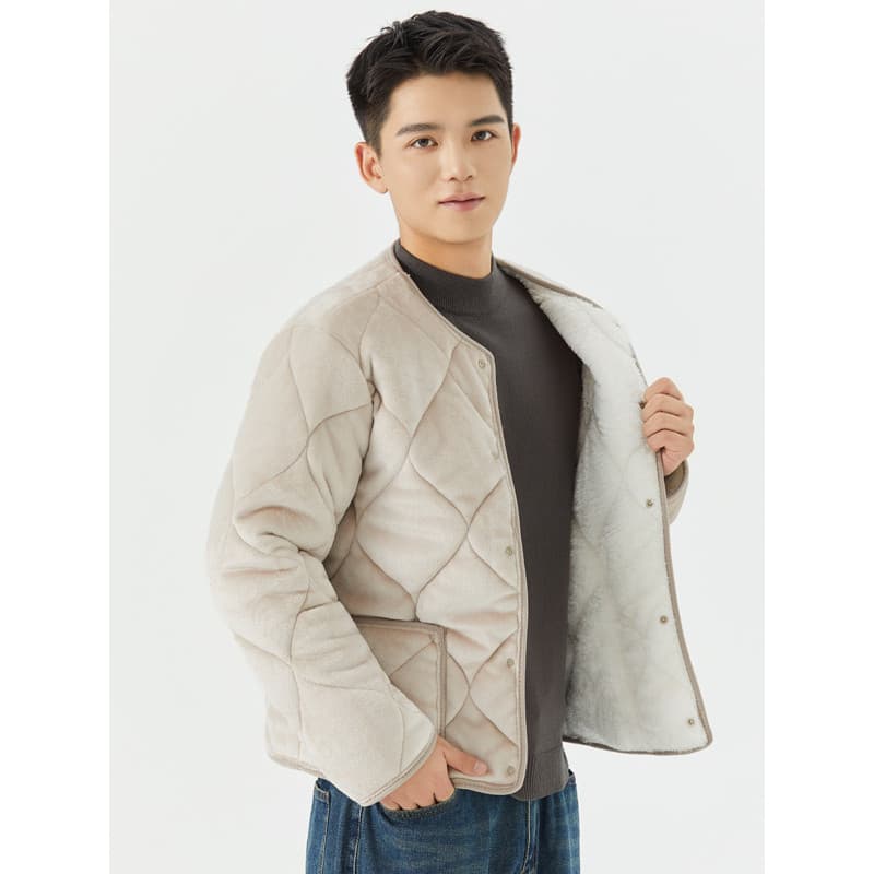 Dupla face forro de lã para baixo colete de algodão masculino inverno roupa interior pequena jaqueta de algodão Bottomin