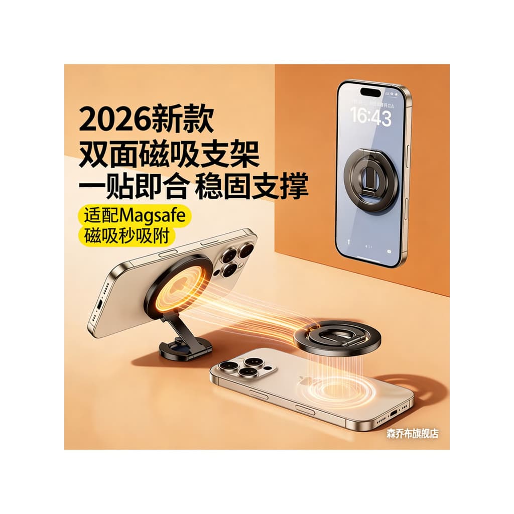 Novo suporte para celular magsafe fivela de anel magnético dupla face para carro poderoso suporte multifuncional ultrafi
