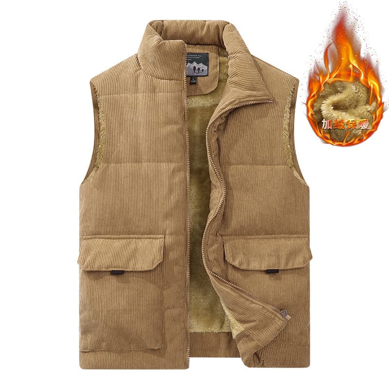 Outono inverno engrossado veludo colete masculino forro de lã de cordeiro quente gola colete M-6XL tamanho grande colete