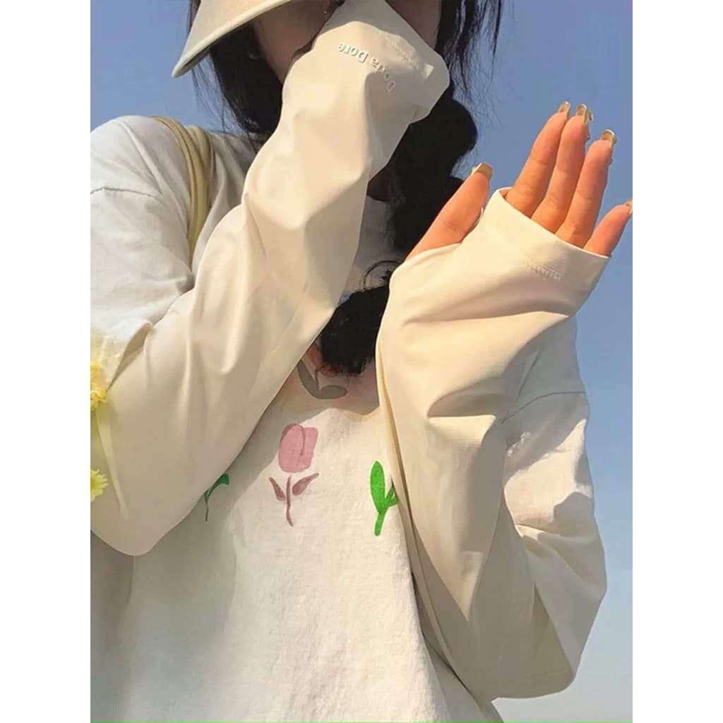 2026 novo estilo de proteína de seda manga de gelo feminino High-End protetor solar manga Anti-UV pára-sol manga solta c