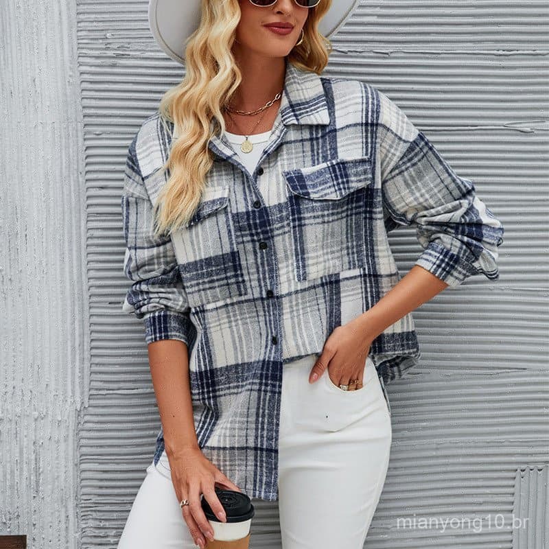 Real Shot 2024 europeu americano venda quente outono inverno novo estilo de comprimento médio moda Casual grande bolso v