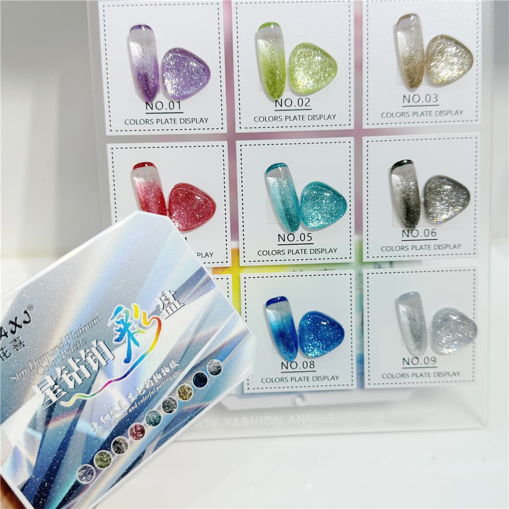 Manicure Paiping cola estrela diamante platina paleta de cores 9 cores cola sólida unha polonês cola conjunto Jiugongge