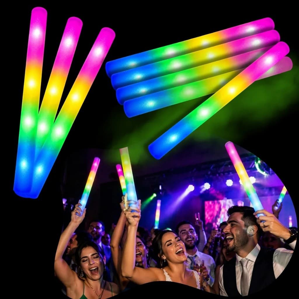 Kit Bastão Led Balada Festa Neon Pisca Espuma Casamento Com 2, 5, 10 e 15 Unidades