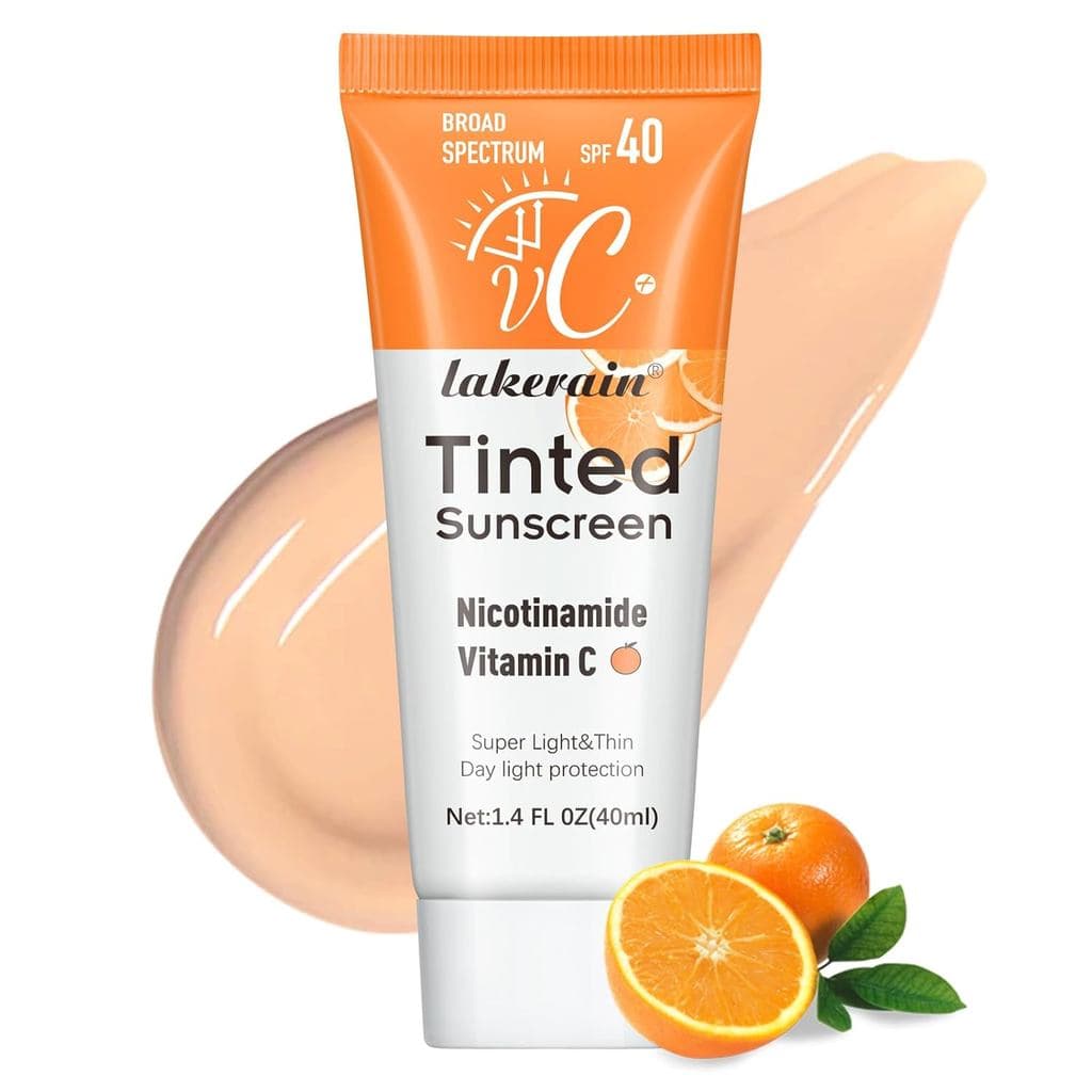 NICEFACE Protetor Solar Tinted SPF 40 - Proteção UV - Protetor solar facial hidratante e leve, contém Vitamina C e Vitam