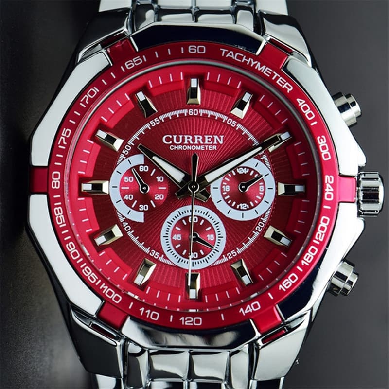 Curren Curren Relógio esportivo masculino clássico com pulseira de aço, mostrador grande, relógio masculino exclusivo da