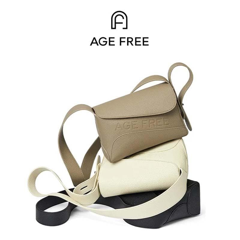 AGE FREE Moda e Prática Bolsa Transversal Lateral Feminina com Aba Lenço de Brinde