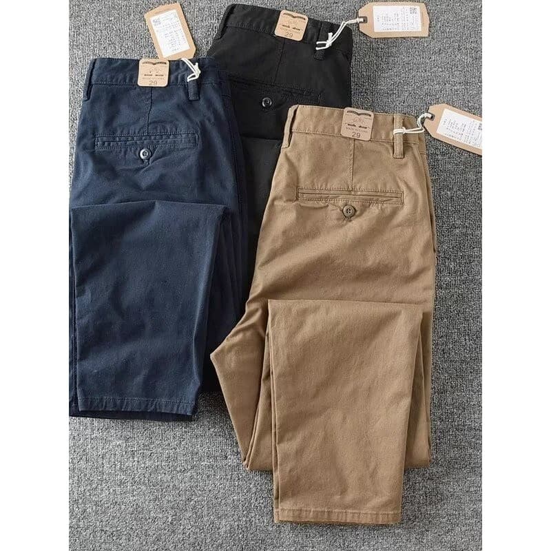 Primavera outono americano Retro macacão único botão bolsos elástico esportes em linha reta resistente ao desgaste calça