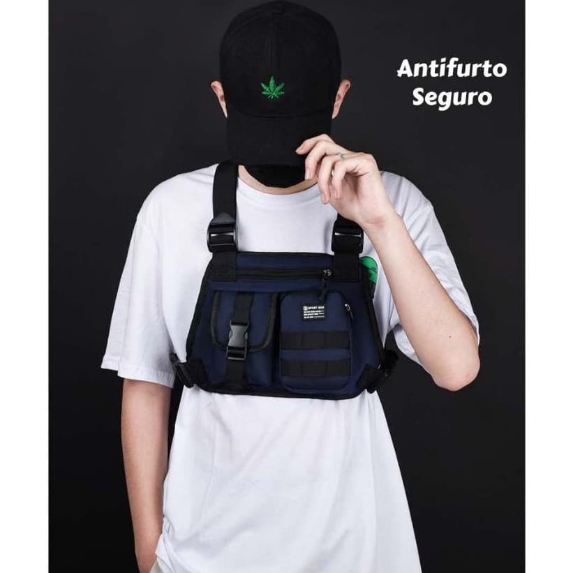 Bolsa Peitoral Masculina Impermeável com 3 Bolsos – Grande Capacidade e Antifurto
