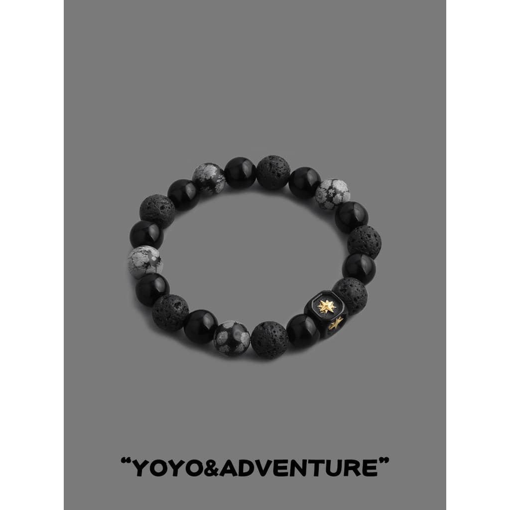 pulseira pulseira masculina YOYO aventura obsidiana ágata pulseira masculina High-End pérola única Hip-Hop frisado menin